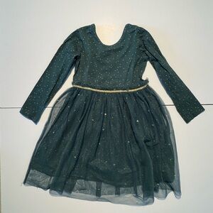 Hanna Andersson Sparkling Green Dress with Gold Trim